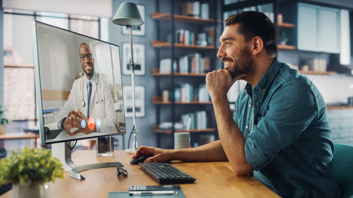Patient on virtual consultation with doctor