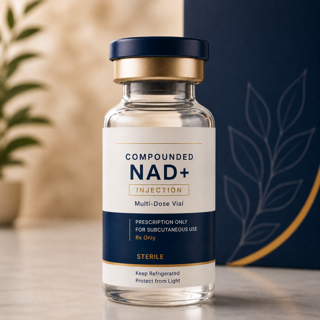 Compounded medication vial — Rx only, dispensed by licensed pharmacy